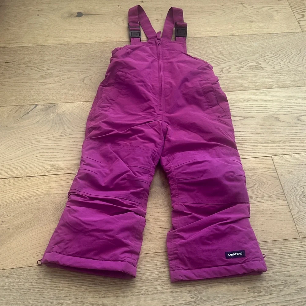 Lands' End Magenta Snow Bib Squall 4 girls